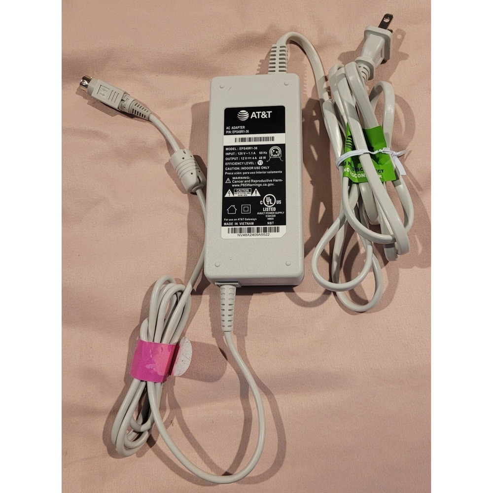 Genuine AT&T Power Supply Cord EPS48R1-36 | 12V 4A 48W White